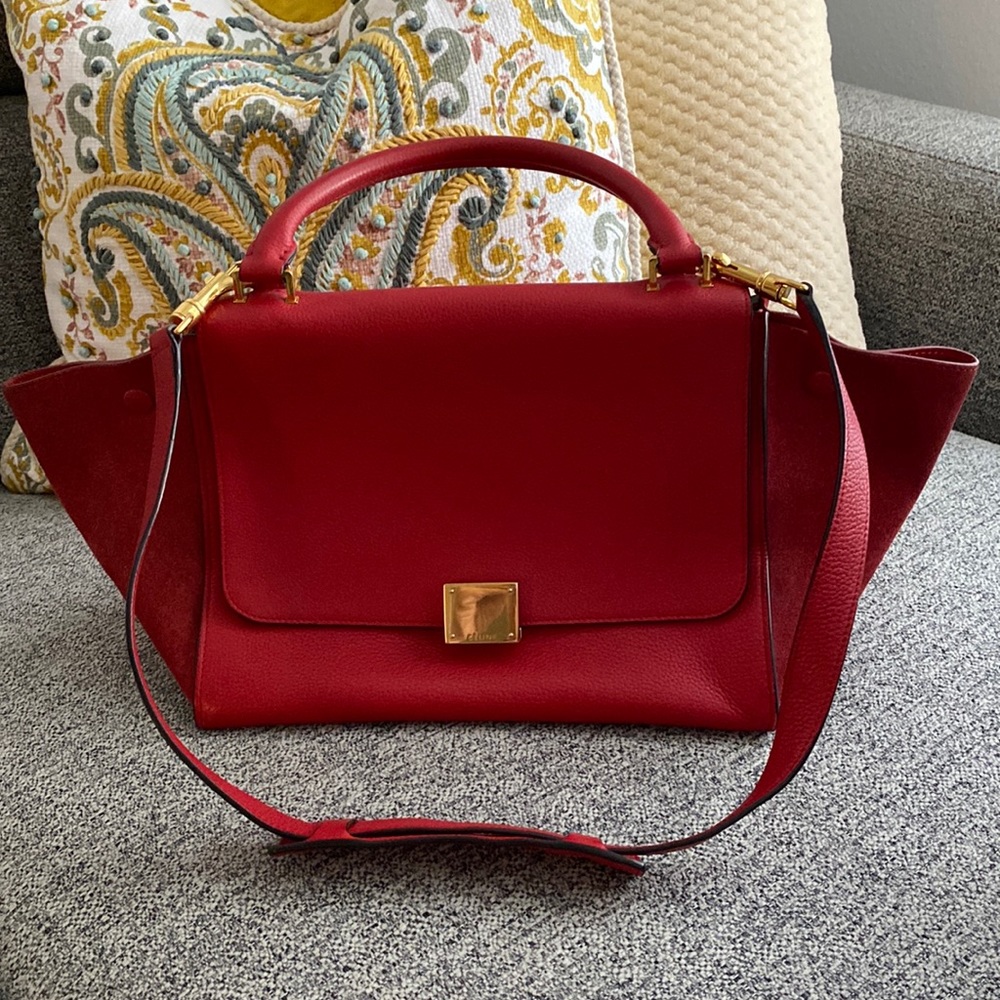 Celine Trapeze Red Medium Handbag